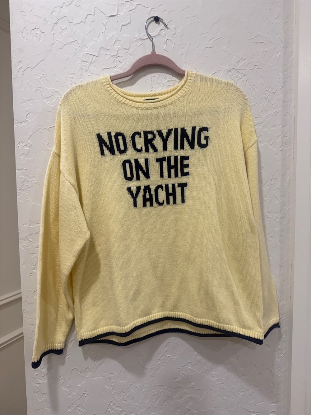 wild fable Yellow Crewneck Sweater with Navy Slogan